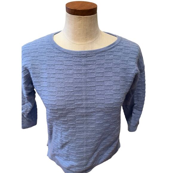 Pure Collection Textured Weave Cashmere Crewneck sweater Cornflower Blue S - Picture 1 of 6